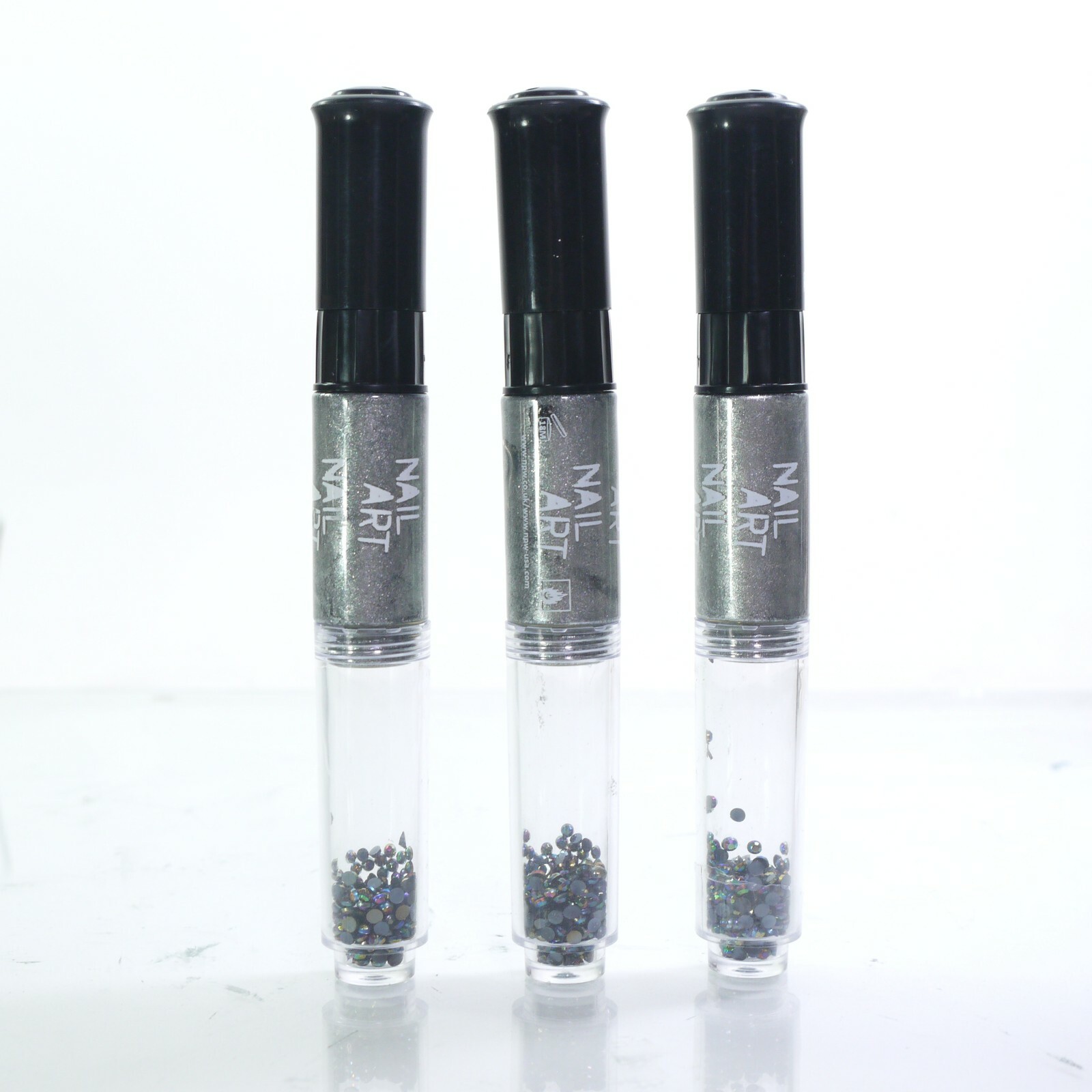 LOT OF 3 NPW NAIL ART;GEMS + BRUSH+ NIP. ALL IN: SILVER BUY 3 LOTS GET