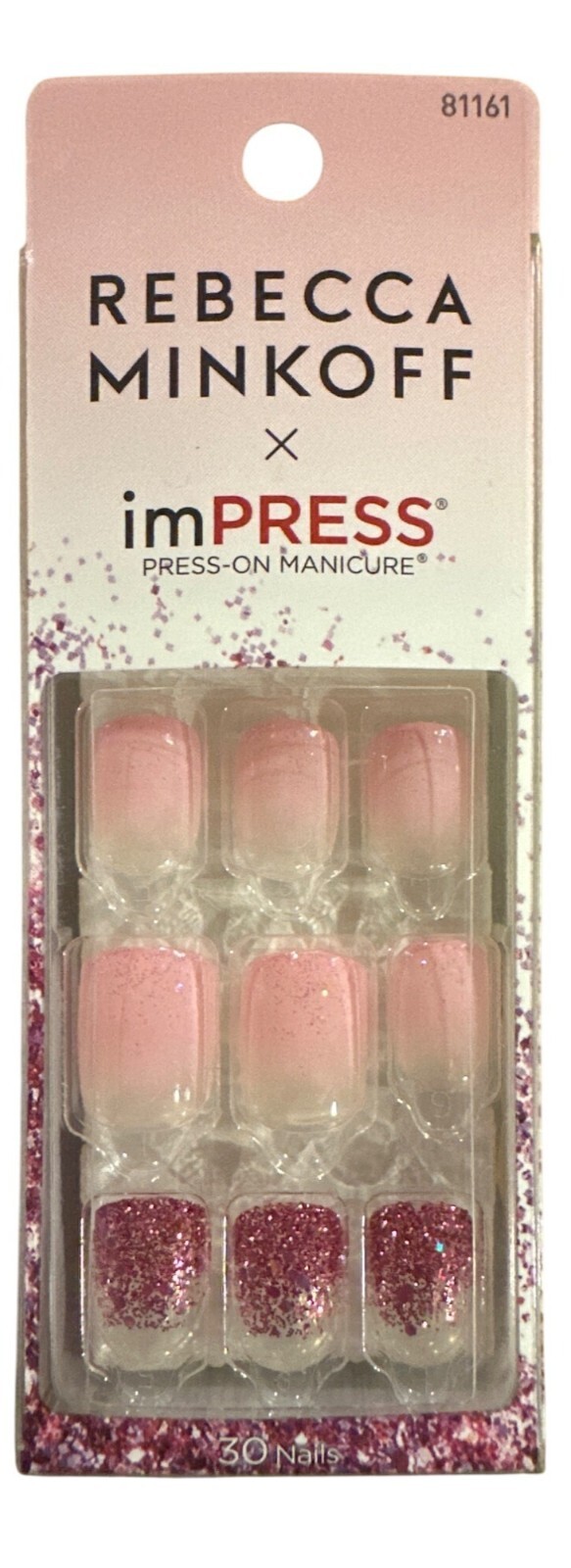 KISS Rebecca Minkoff IMPRESS 30 Nails Glitterati Short Square Glitter+Ombre