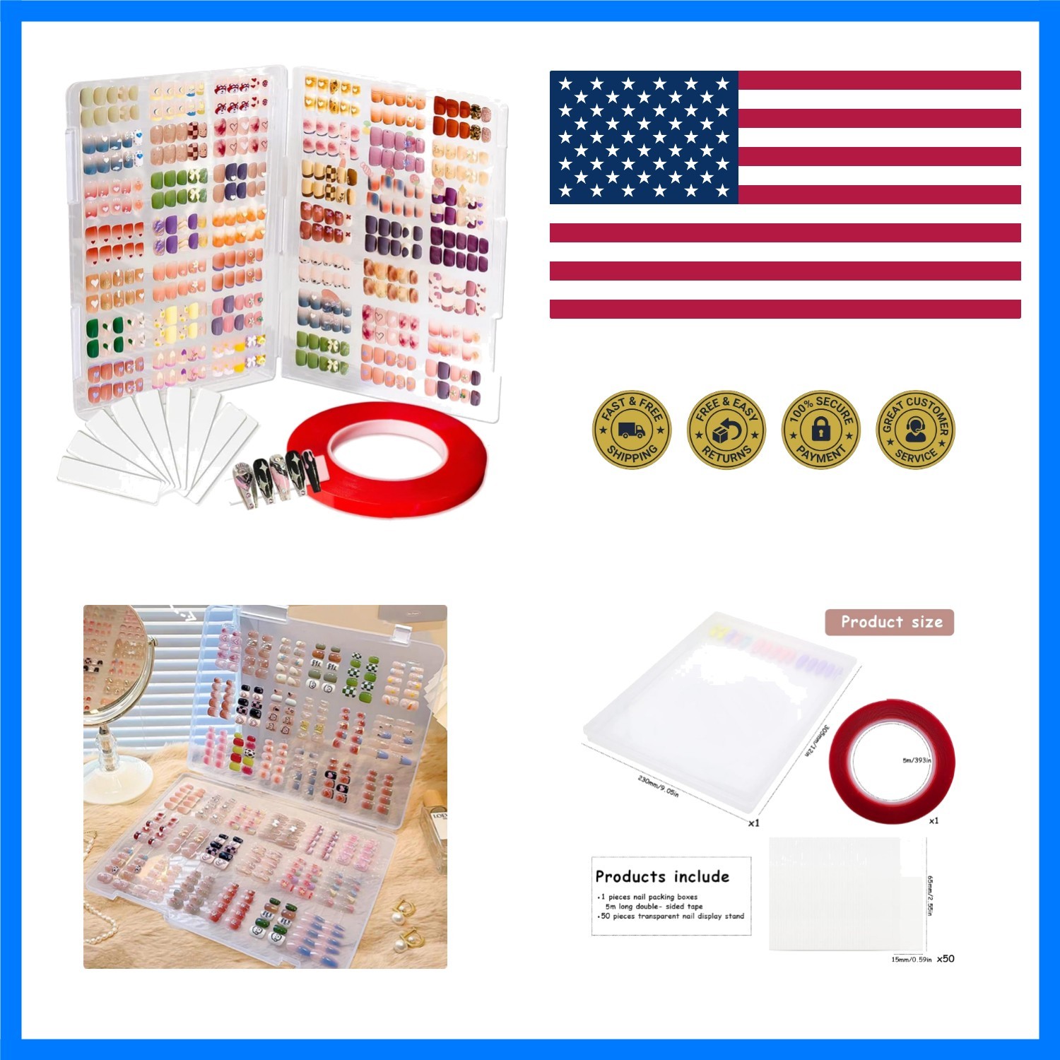 Press On Nail Storage Empty Nail Organizer Box | Press on Nail Packaging,with…