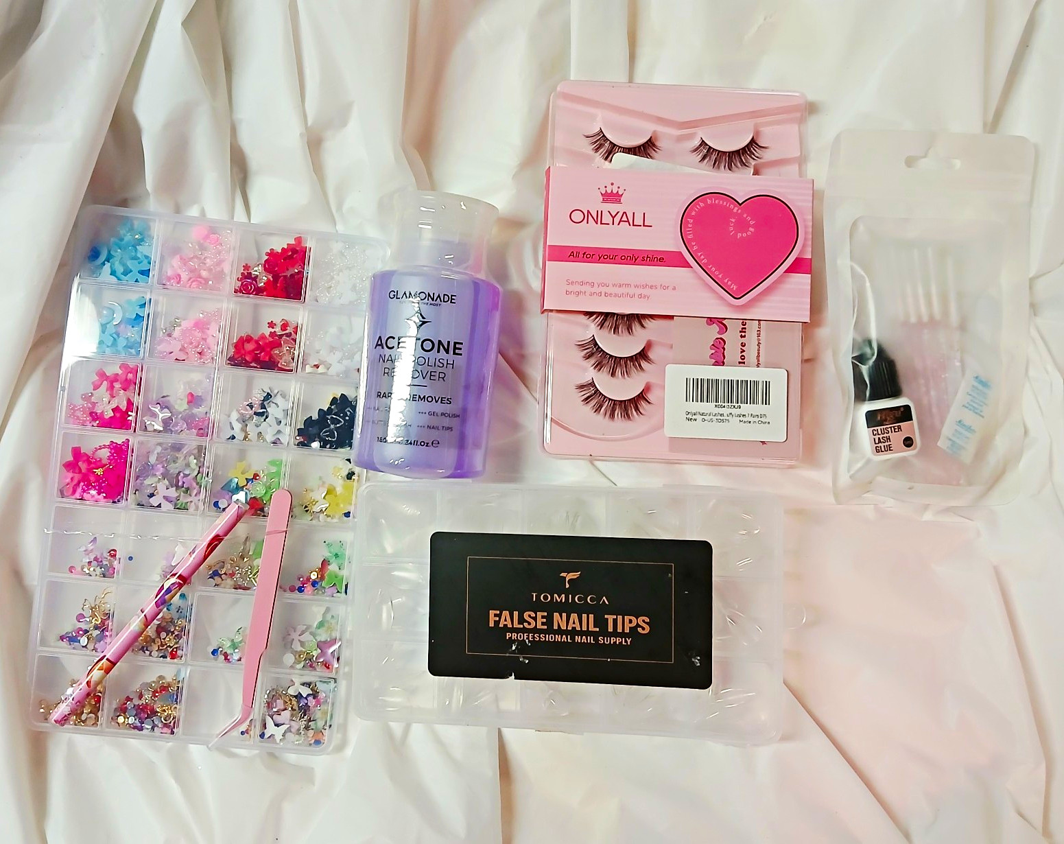 Nail & Lash Bundle. Nails, Nail Gems, Polish Remover, 7 Pairs lashes, Lash Glue