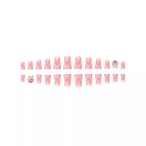 48Pcs Pink French Tips Press on Toenails Short Duck Press on Nails pattern21