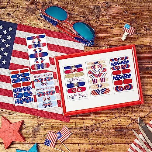 16 Sheets Nail Wraps 4th of July Nail Polish Stickers Self Independence Day