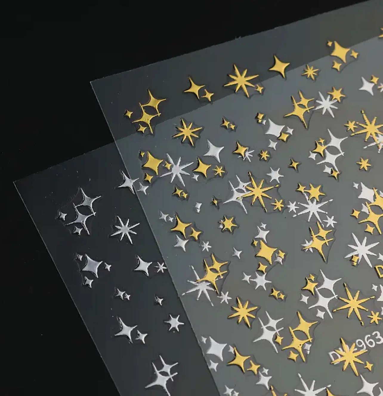 Nail Art Stickers Sparkle Celestial Star SILVER GOLD METALLIC CHRISTMAS DH-963
