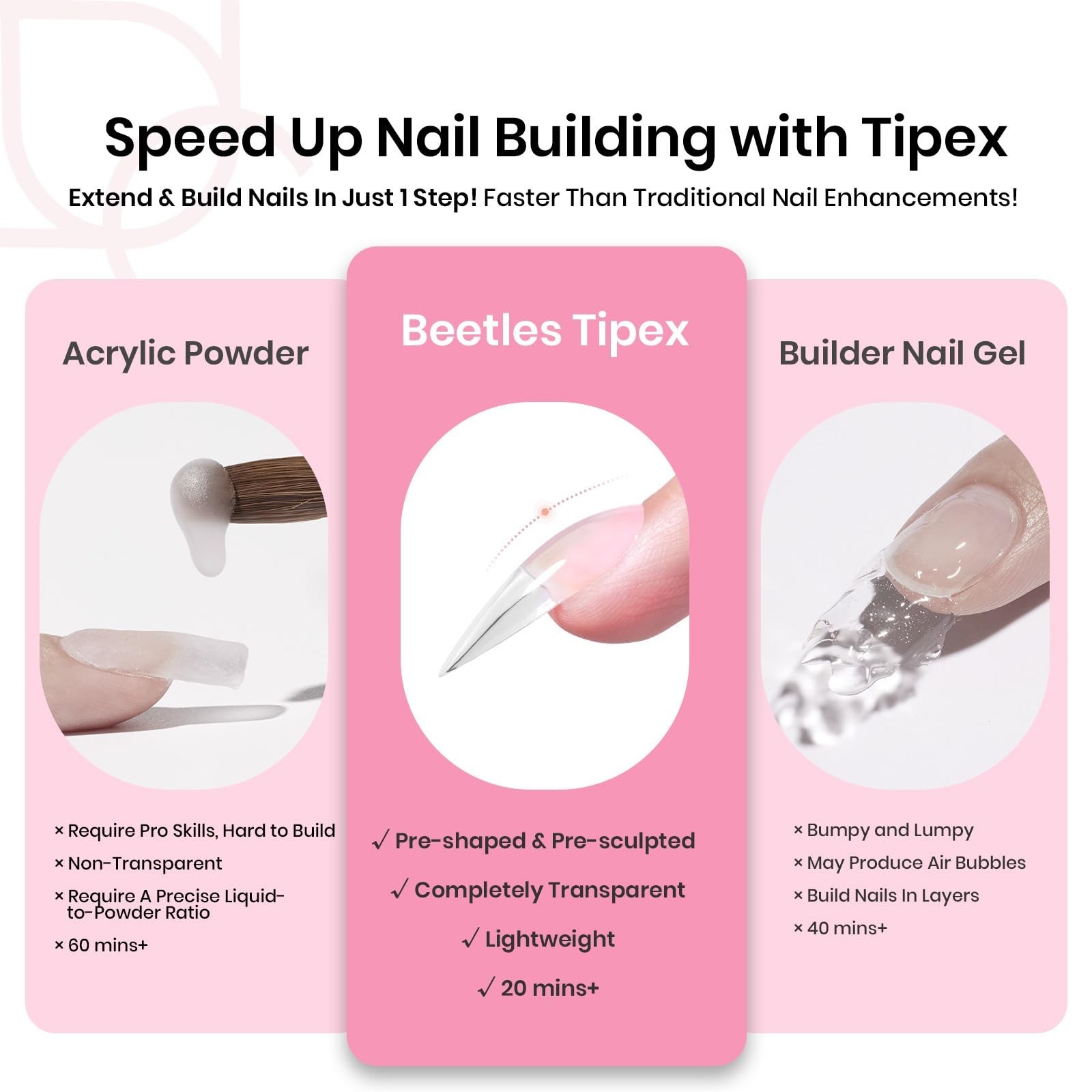 224PCS Medium Stiletto Nail Tips Kit – Reinforced Apex, 20g Nail Glue & Mini UV