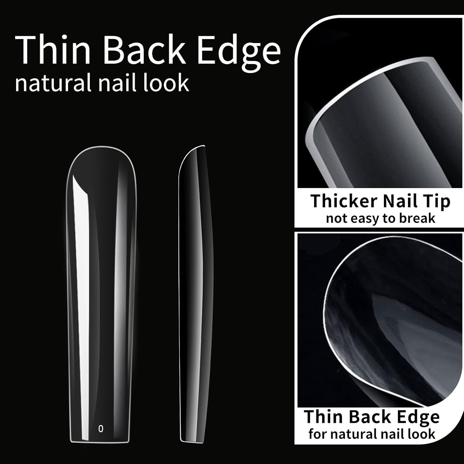 Long Square Nail Tips, 240Pcs Full Cover Soft Gel Nail Tips Pre-Shaped 3XL Strai