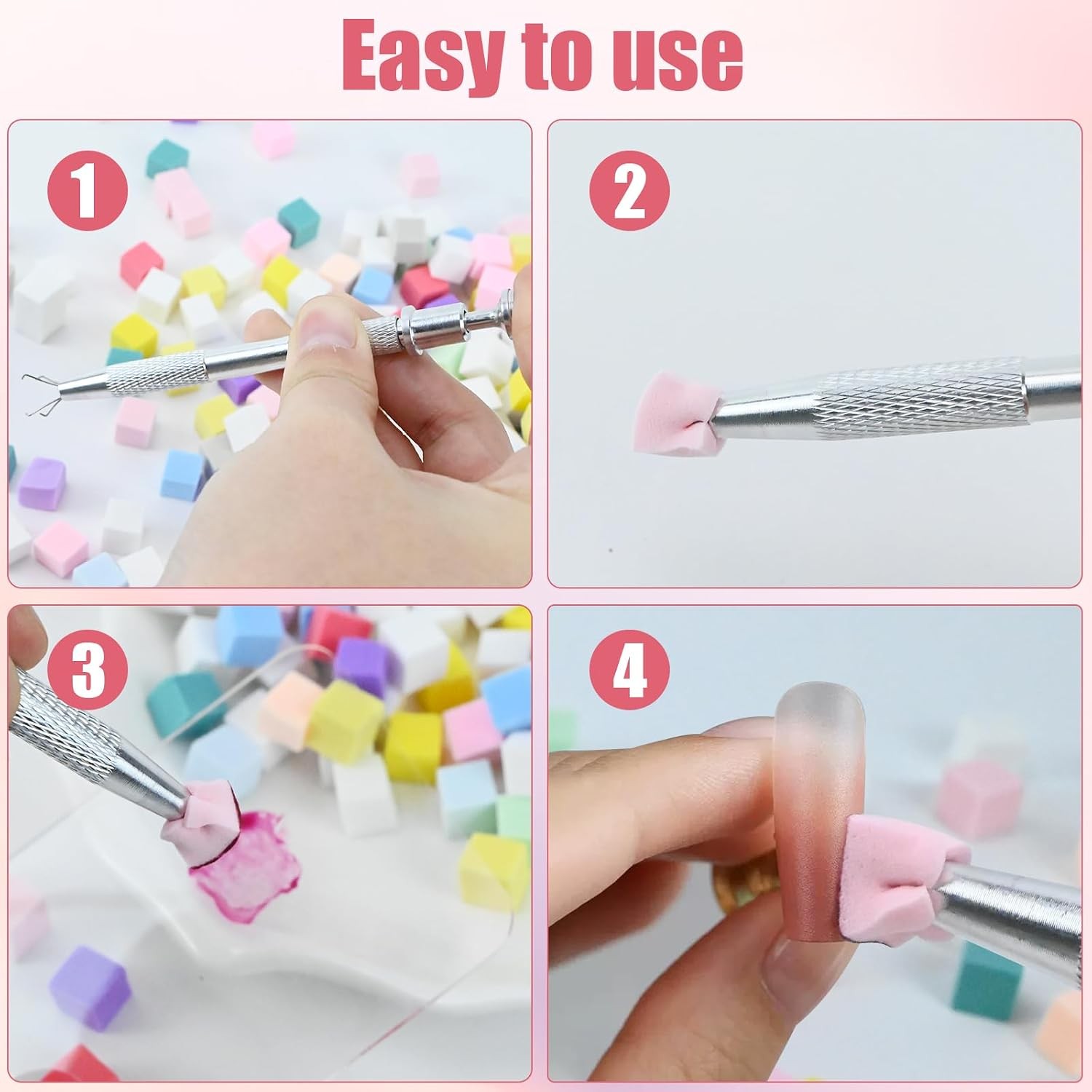300Pcs Soft Nail Sponges for Ombre,Colorful Nail Art Sponges With Grabbing Pe…