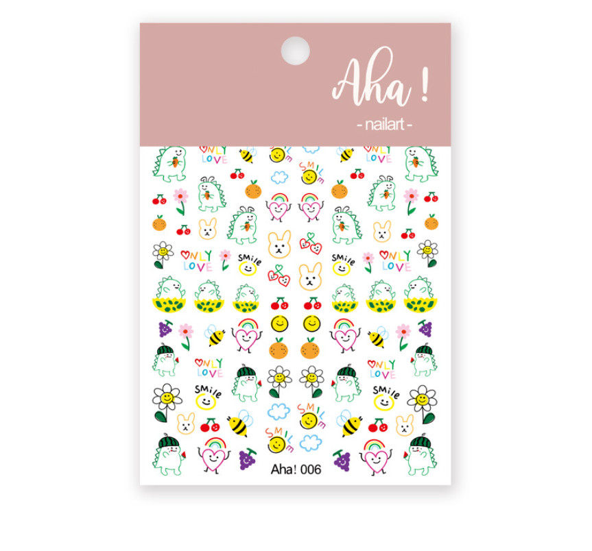 Flower dinosaur bee bear daisy Heart Smile 3D Engraved Nail Art Stickers NH20