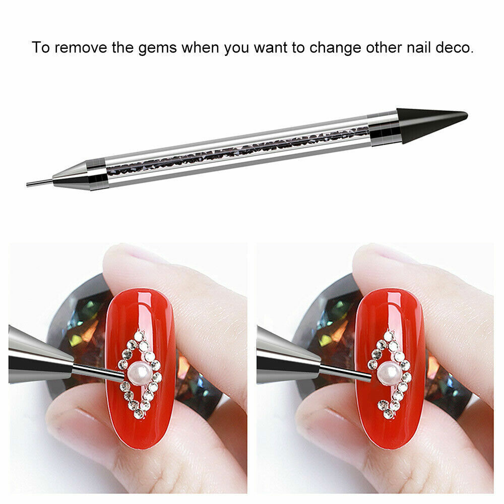 Dual-ended Dotting Pen Nail Art Rhinestone Picker Wax Pencil Crystal Bead Handle