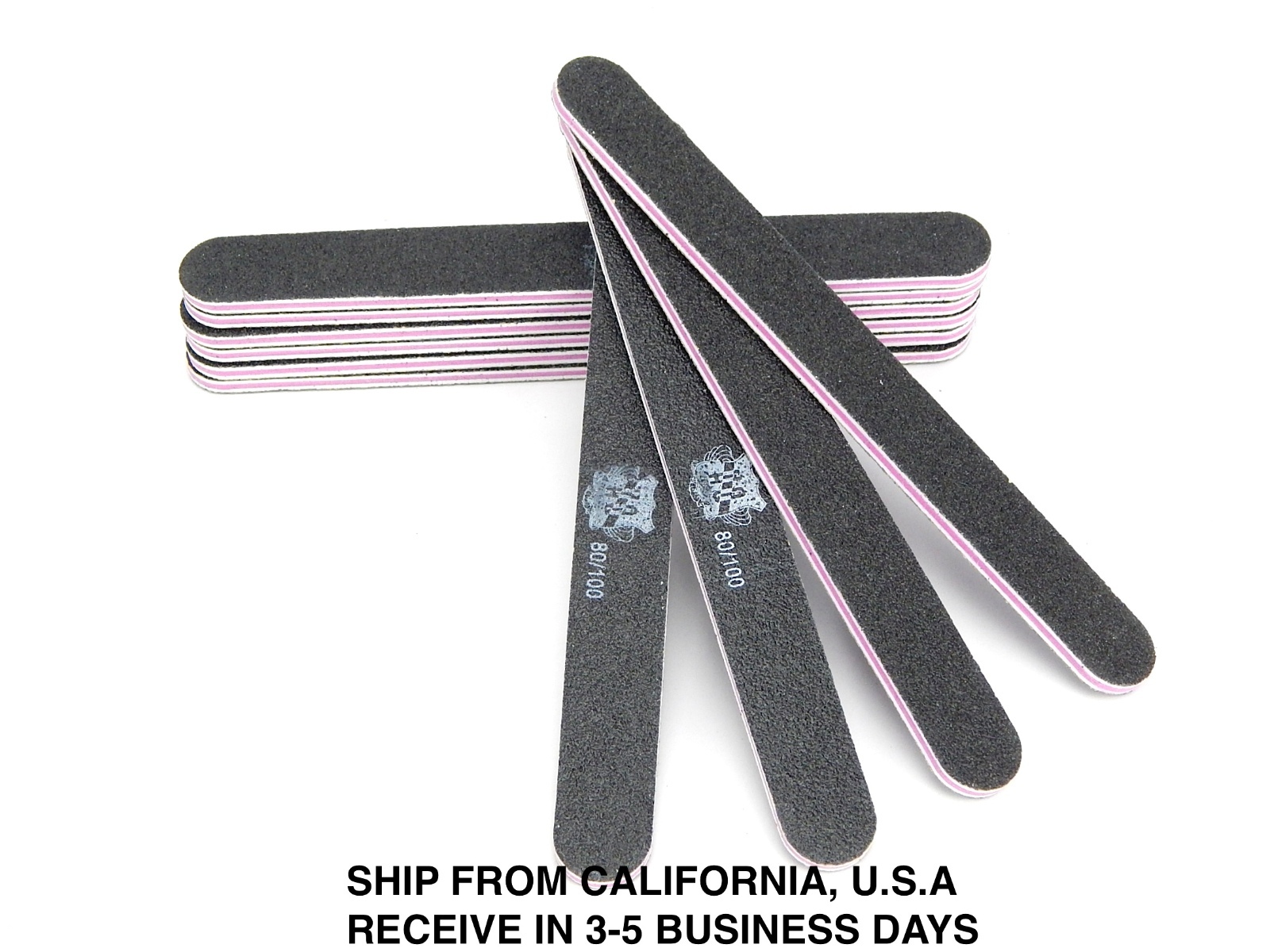 10PCS 2 SIDE MANICURE/PEDICURE SANDING FILE GRITS 80/100, 100/100, 100/180