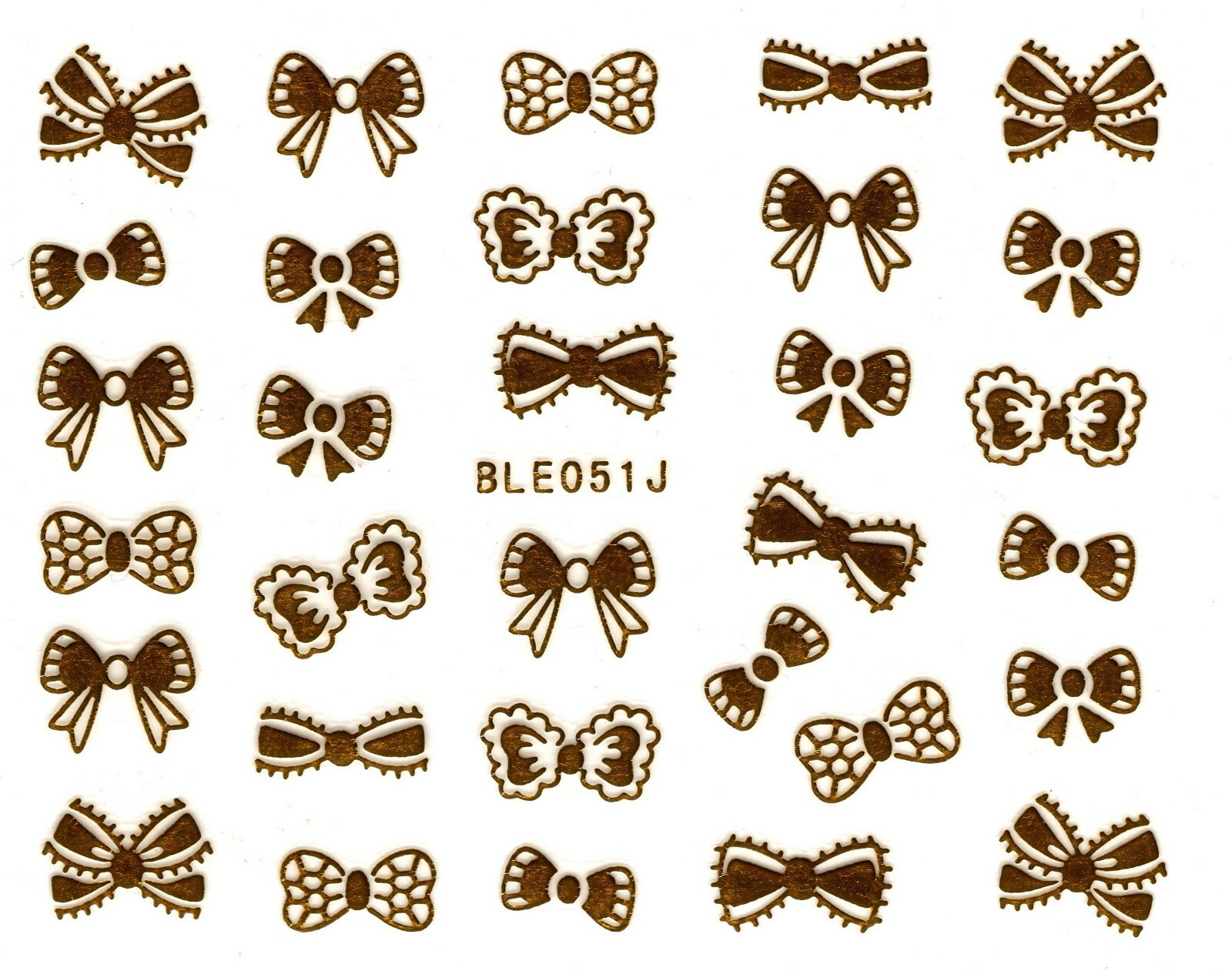 Nail Art 3D Decal Stickers Gold Bow Tie BLE051J