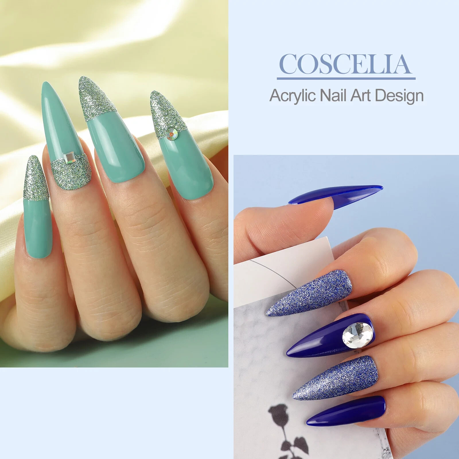 Coscelia COSCELIA Acrylic Nail Kit Pink White Clear Acrylic Powder, 12 Colors Na