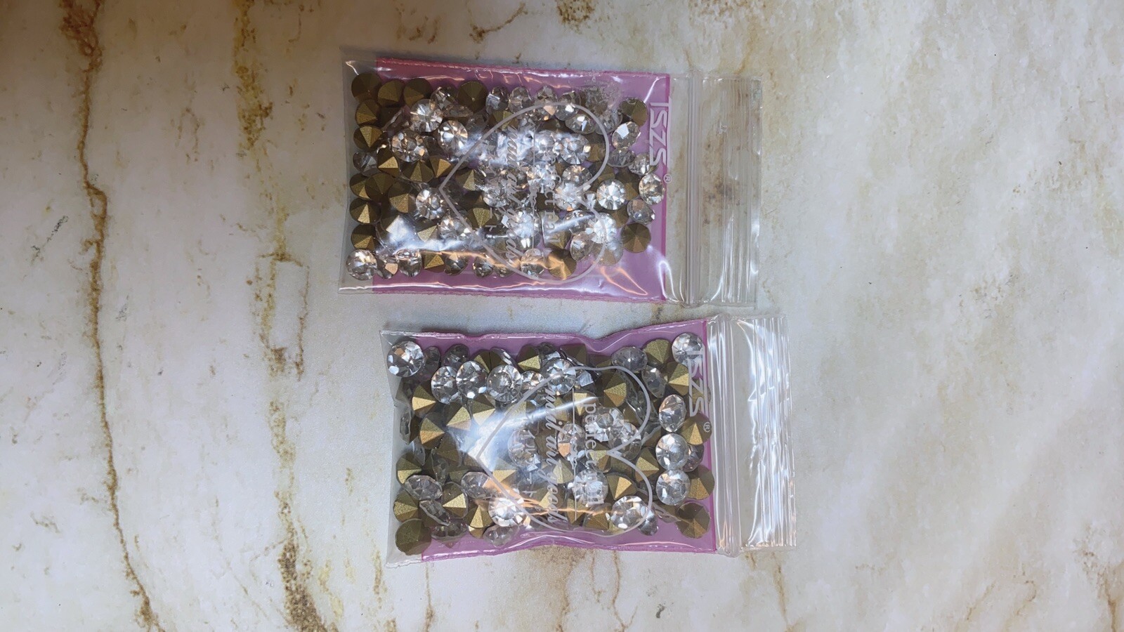 Gel Nail Acrylic / Nail Art Deco Assort Crystal 3D Heart Gold Silver From Japan