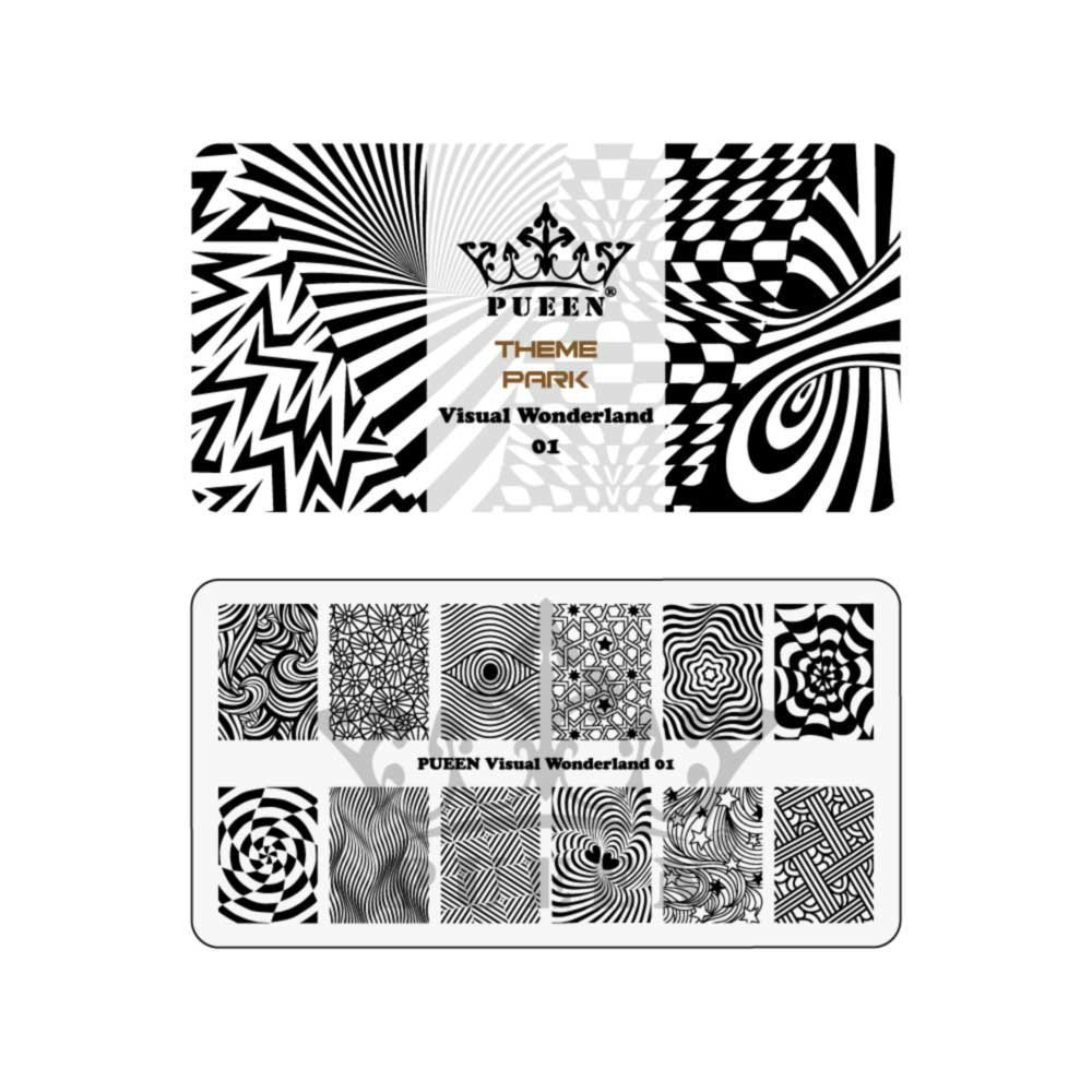 Nail Art Stamping Plate – Visual Wonderland 01 – Theme Park Collection 125X65Mm