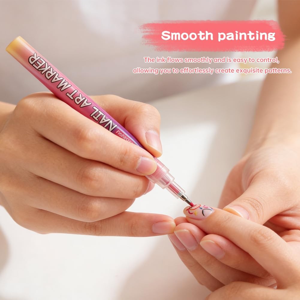 12 Colors Nail Art Pens Set Fine Tip Nail Polish Pen Markers 0.5mm Quick Dry …