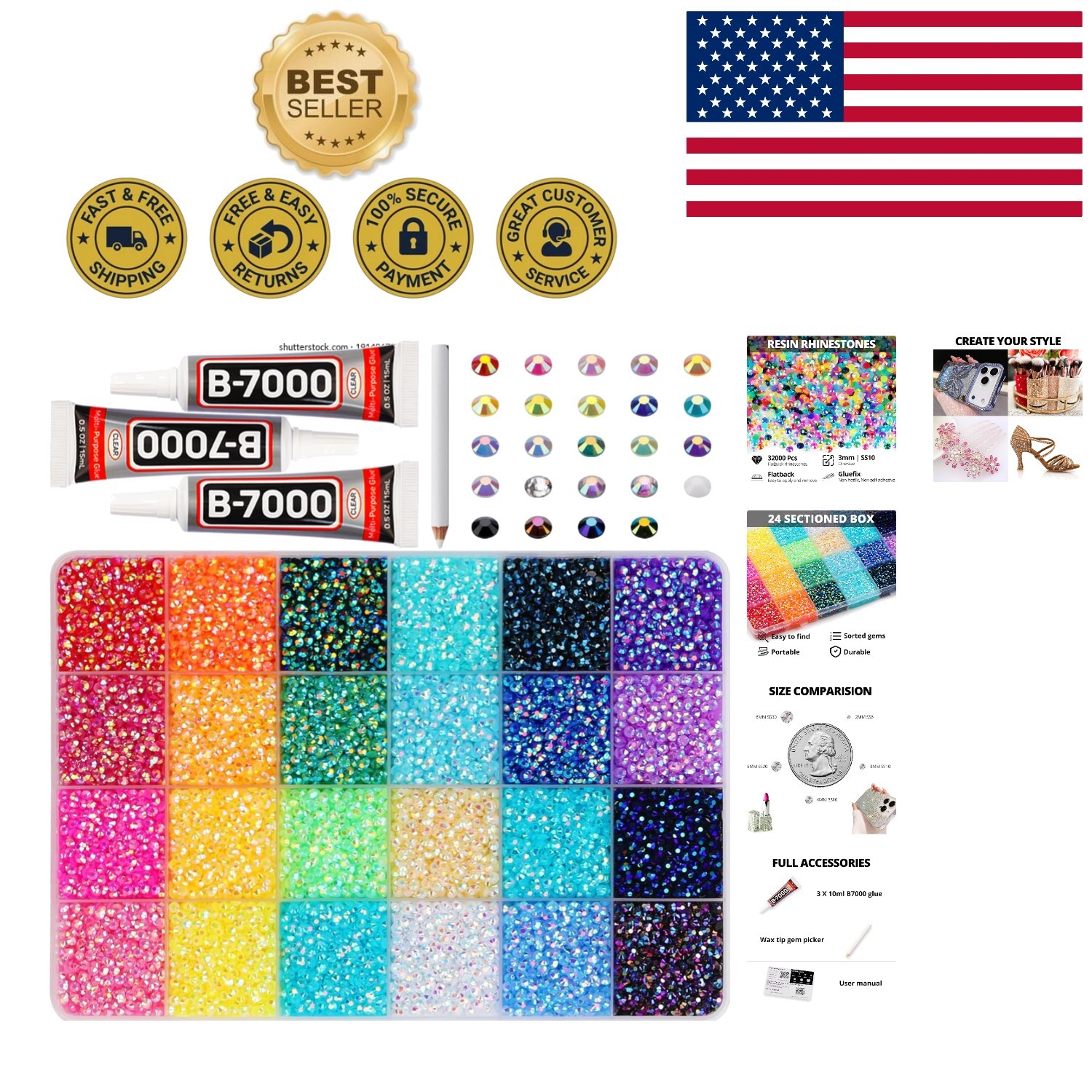 Ultimate 32000 Rainbow Rhinestones & Gem Picker – Perfect for Creative Crafts