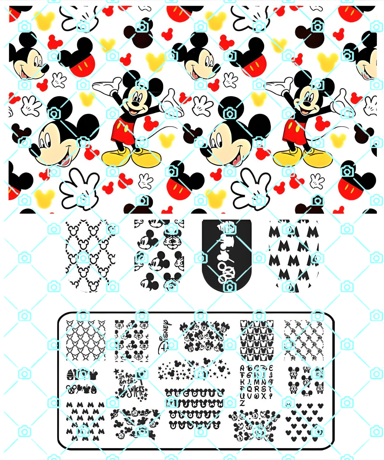 High- Quality Durable Stainless Steel Disney’s Mixed Logo Nail Stamping Plate