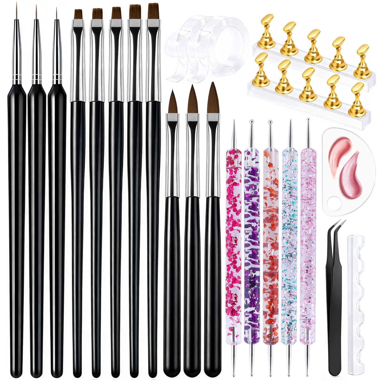 Nail Dotting Tools & Art Brushes Kit, Gel Polish Liner Pens for Nail Design & De