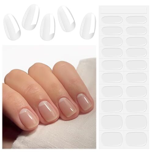 Semi Cured Gel Nail Strips, 20PCS Clear UV Gel Nail Stickers Transparent Gel