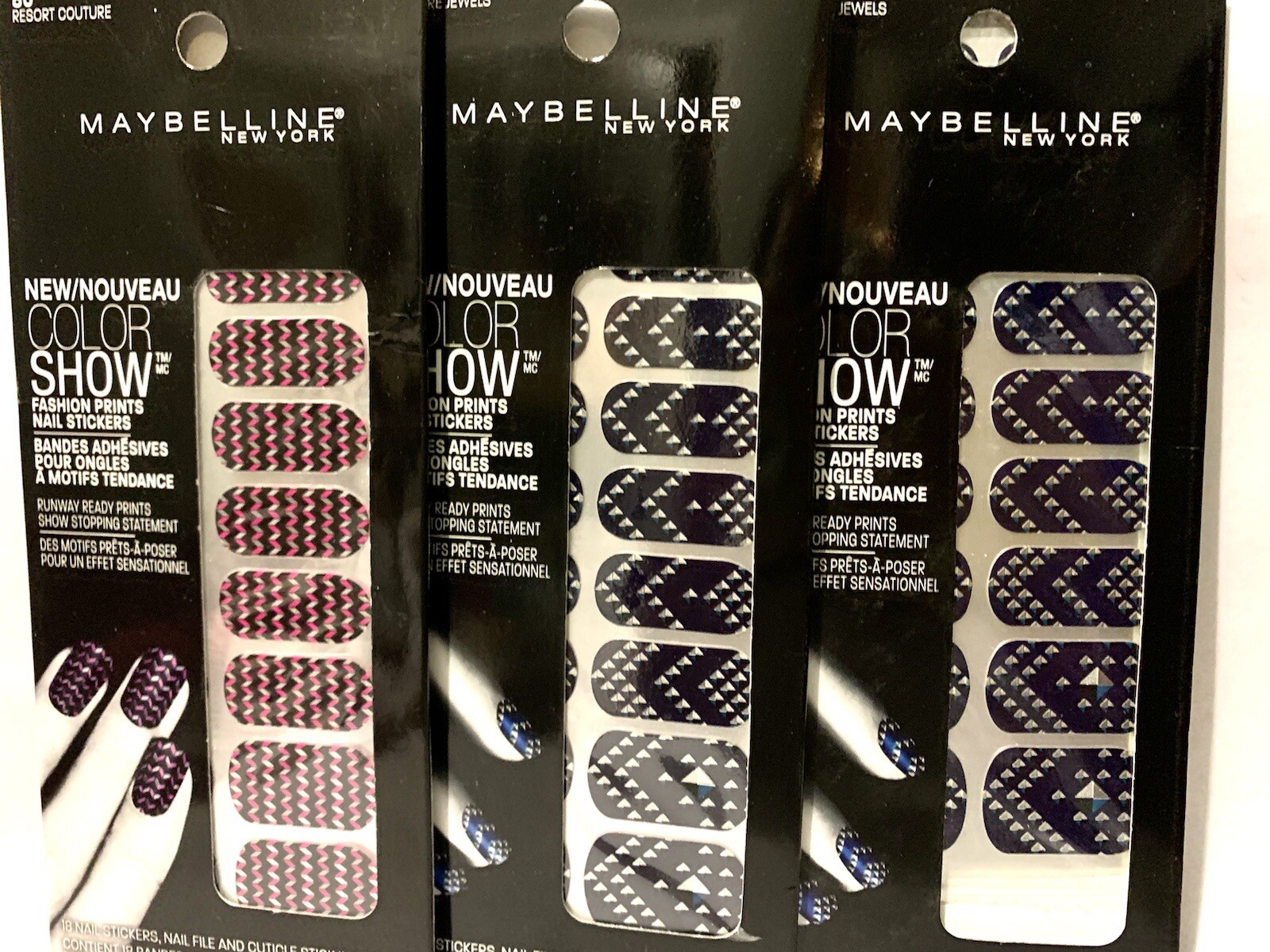 3 Maybelline New York Color Show Fashion Prints Nail Stickers-#60 & 80