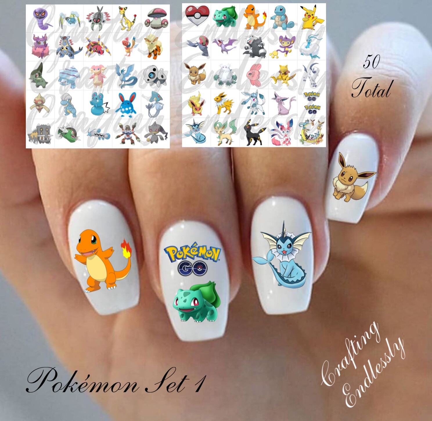 Pokémon Waterslide Nail Decals Set Of 50 Instructions & Bonus