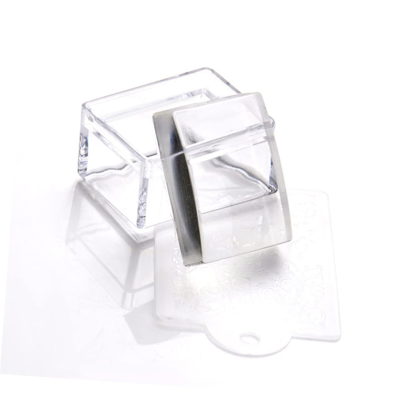1 Sets Rectangle Clear Silicone Nail Art Stamper with Scraper Nail Stamping J…