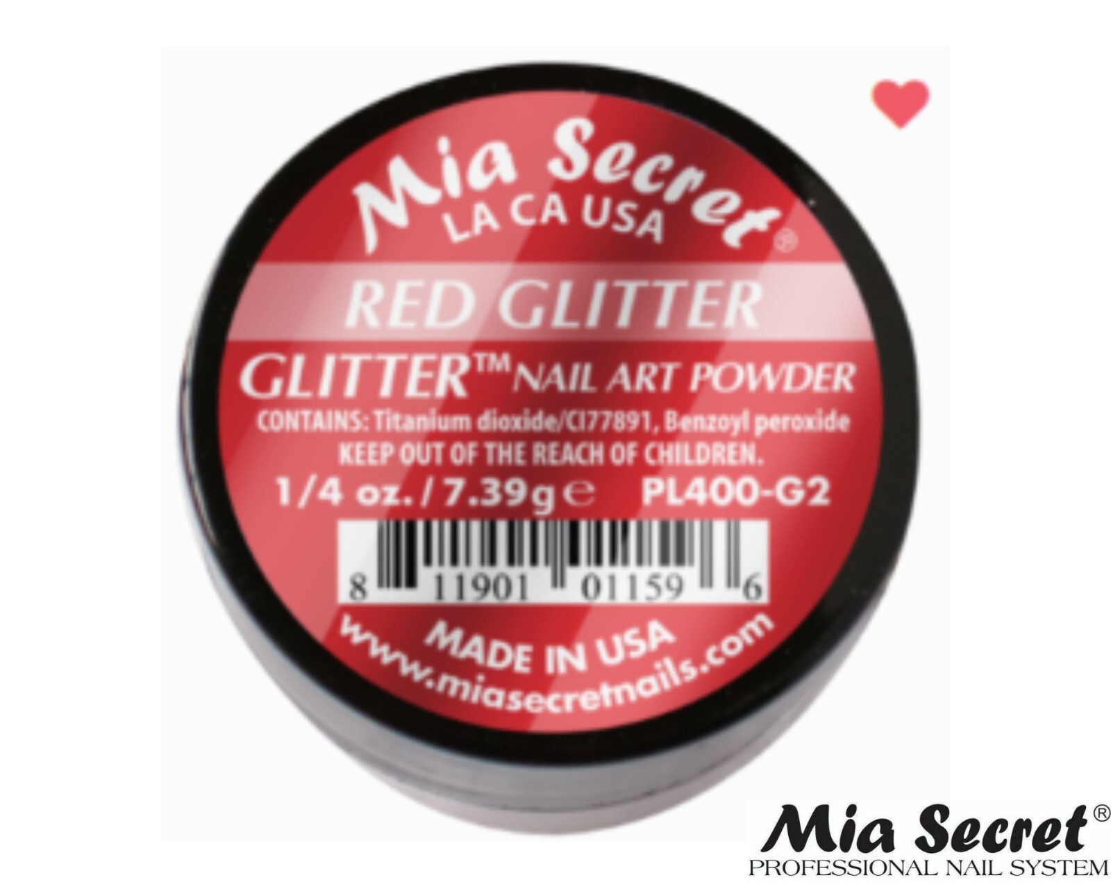 Mia Secret Nail Art Powder Glitter Collection (RED GLITTER) 1/4oz