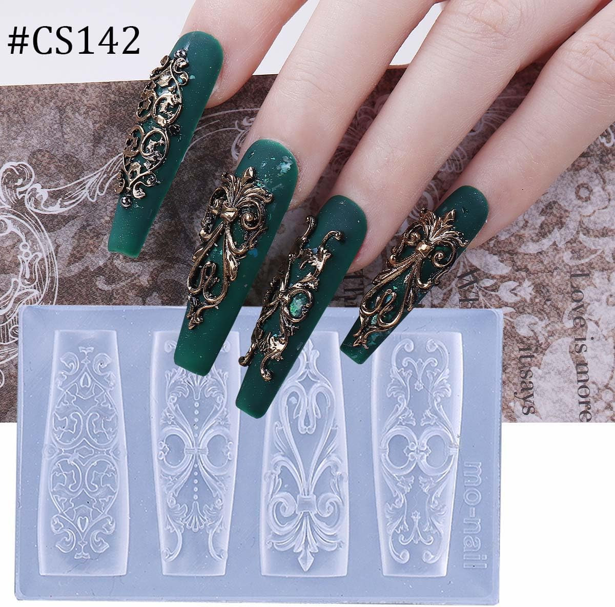 Silicone Nail Art Molds Set: 3Pcs Boho Style 3D Carved Design Templates – Elegan