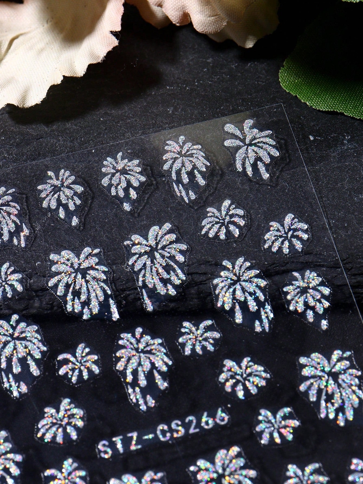 2pcs Gold Silver Fireworks Pattern Nail Art Stickers Self Adhesive Shiny