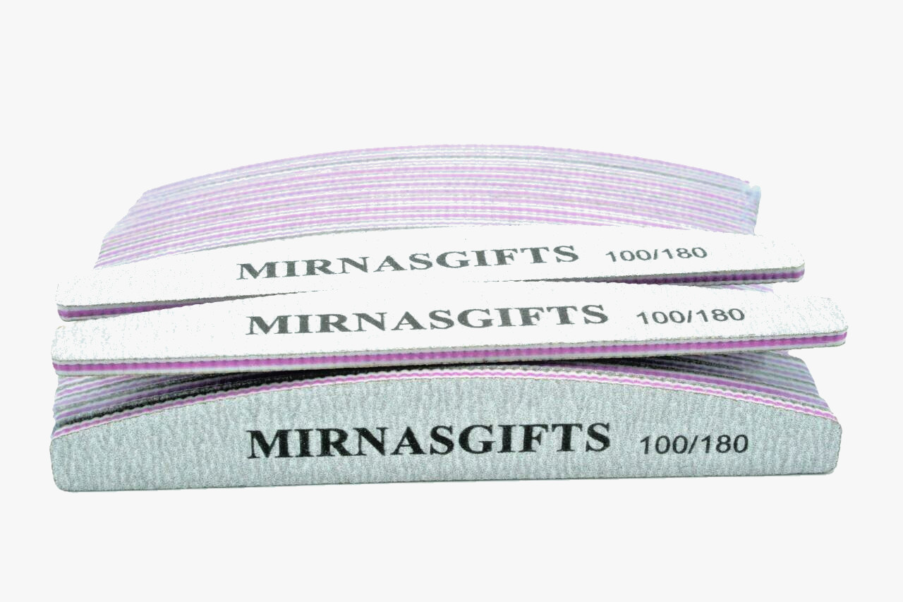 Manicure Nail File Double sided 100/180 Grit Emery Board 25 Pack