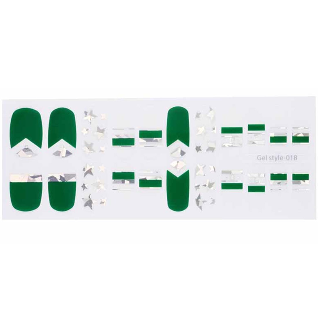 Green Silver Hologram Star Nail Wraps Korean Pattern Point DIY Daily Gel Polish