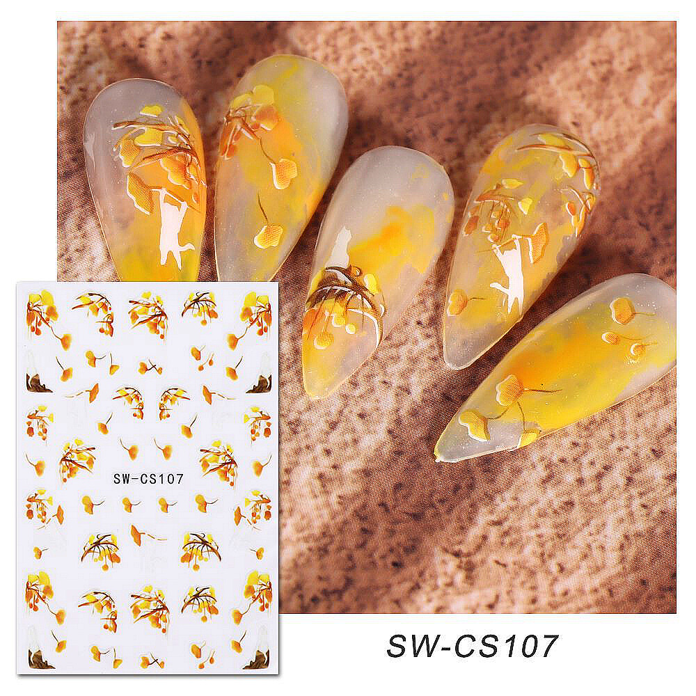 Fall Maple Leaf Nail Stickers Autumn Maple Leaves Ginkgo leaves Nail Art Decals