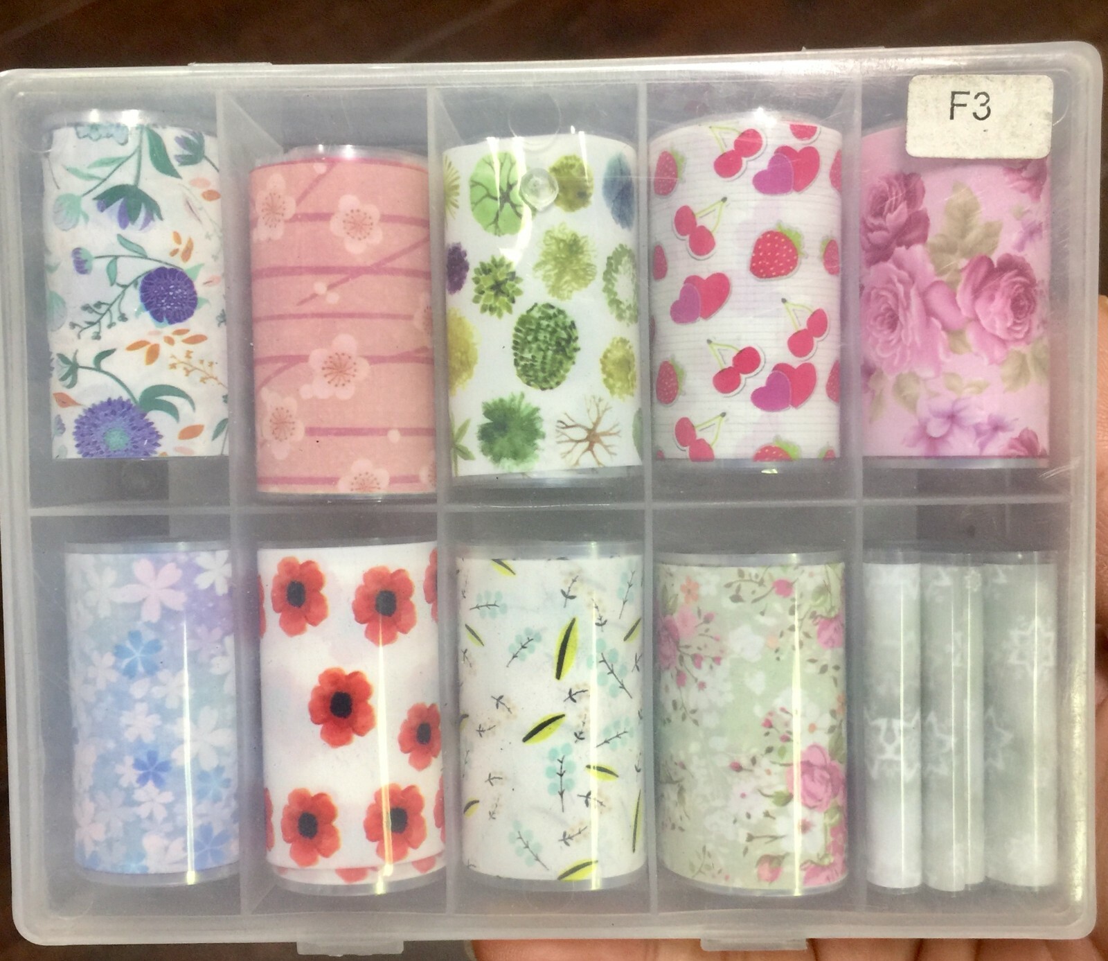 Flowers Heart Strawberry Cherry Nail Art Foil 10 rolls/box