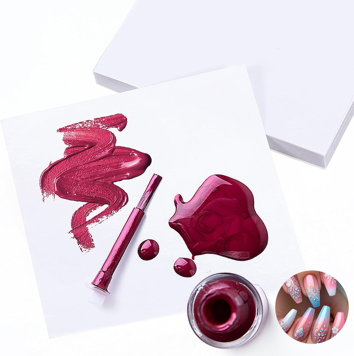 50 Sheets Nail Art Palette Paper, Disposable Gel Nail Polish Palette, Makeup