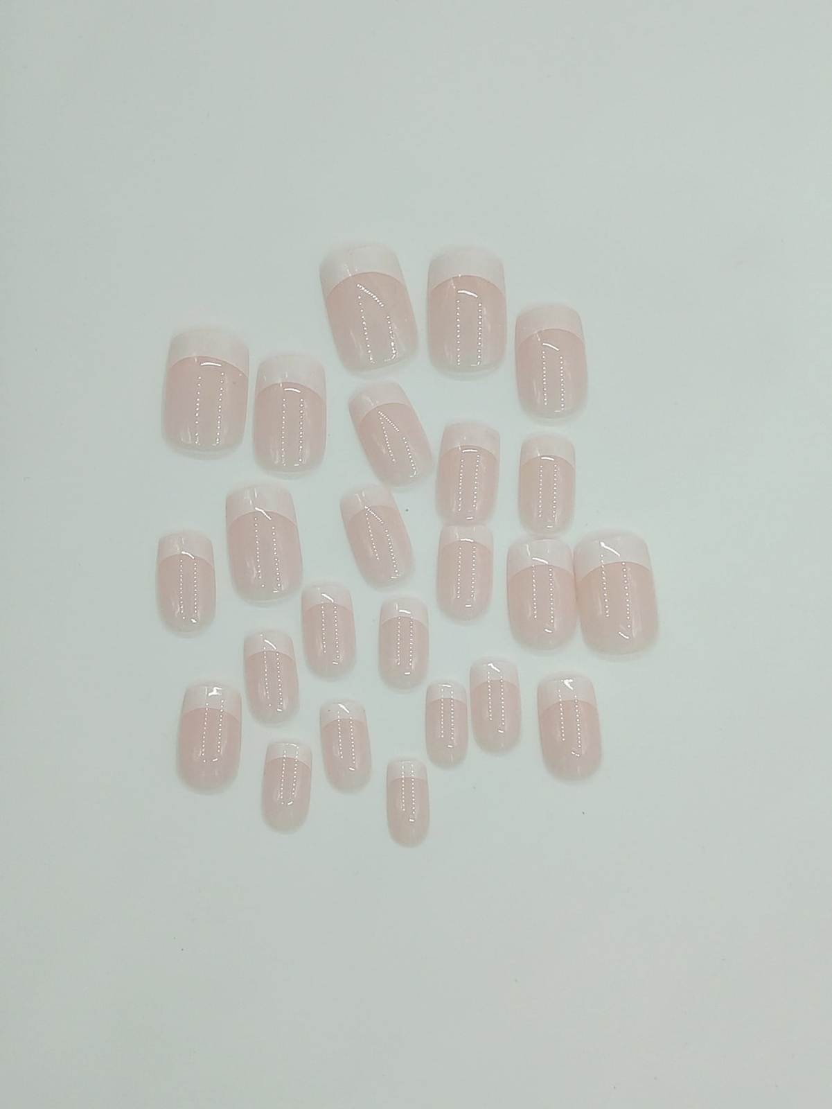 24pcs Square White French Style Fake Nail Press On Nails False Nails Glue On