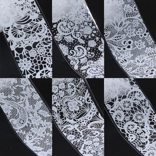 2 Boxes 20 Rolls White&Black Lace Nail Foil Sheets Holographic Nail Art Foil