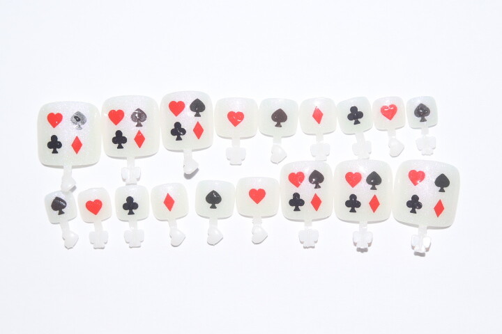 Playing Cards- press on Toe nail set- (Set of 18 sizes 0-8) Toe Nails