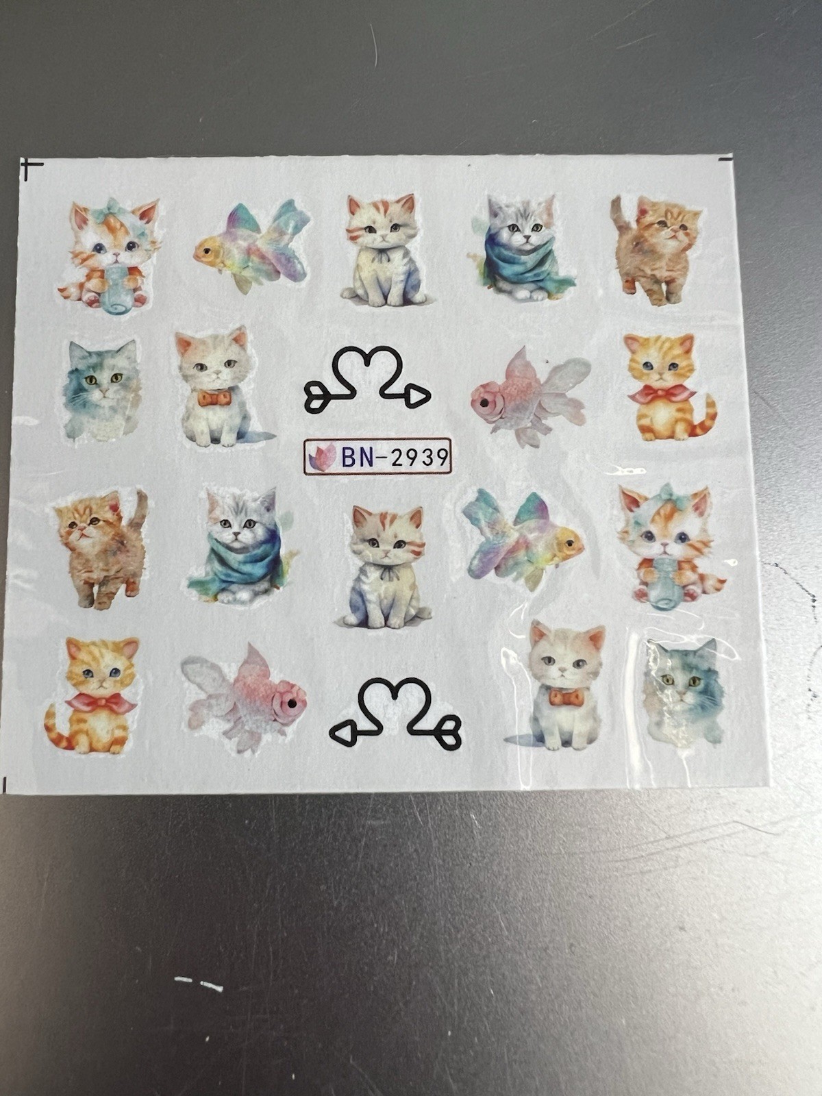 Cute Cat Nail Stickers Lovely Cat Nail Art 12 Pieces