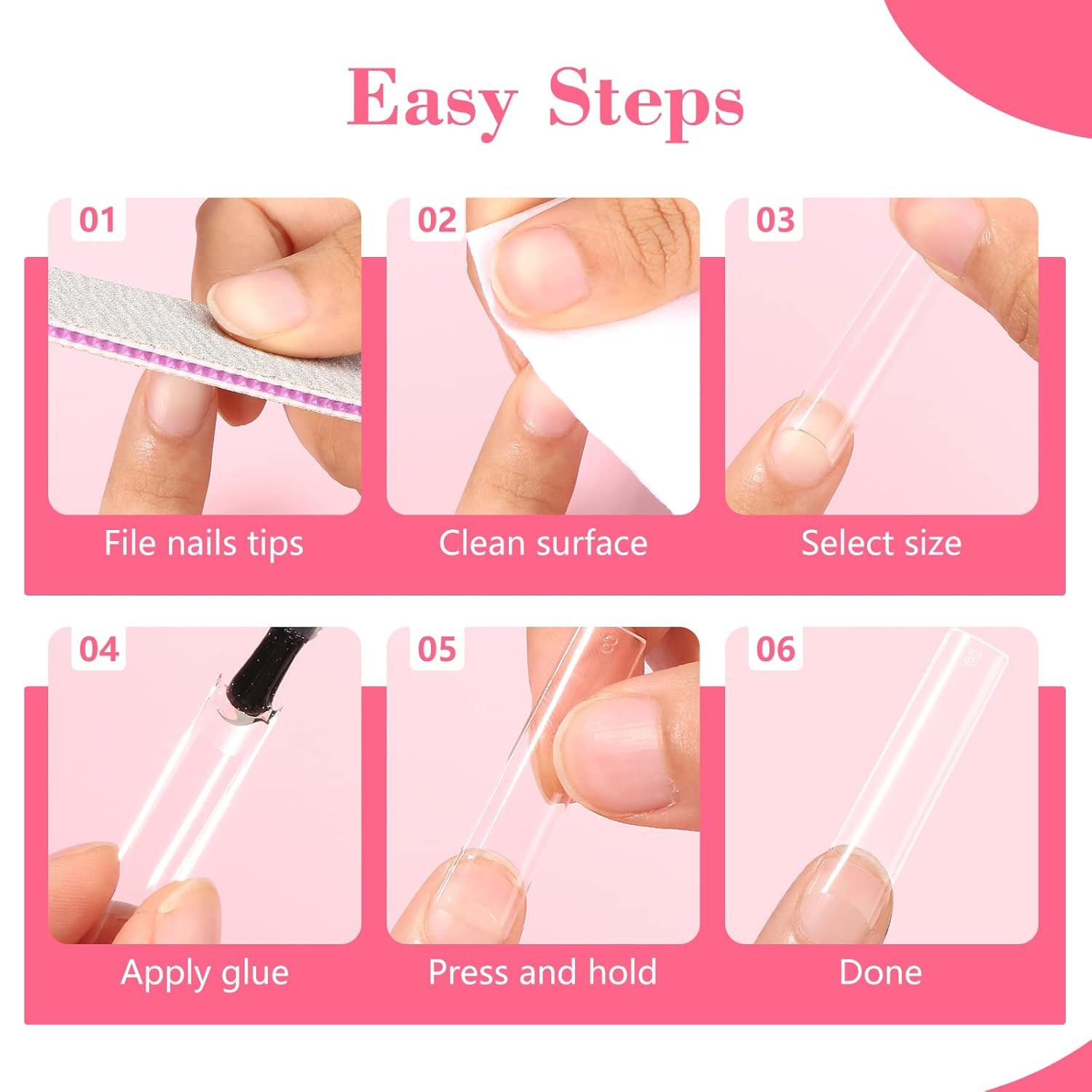 Lionvison Square Nail Tips NO C Curve, XL Clear Tip for Acrylic