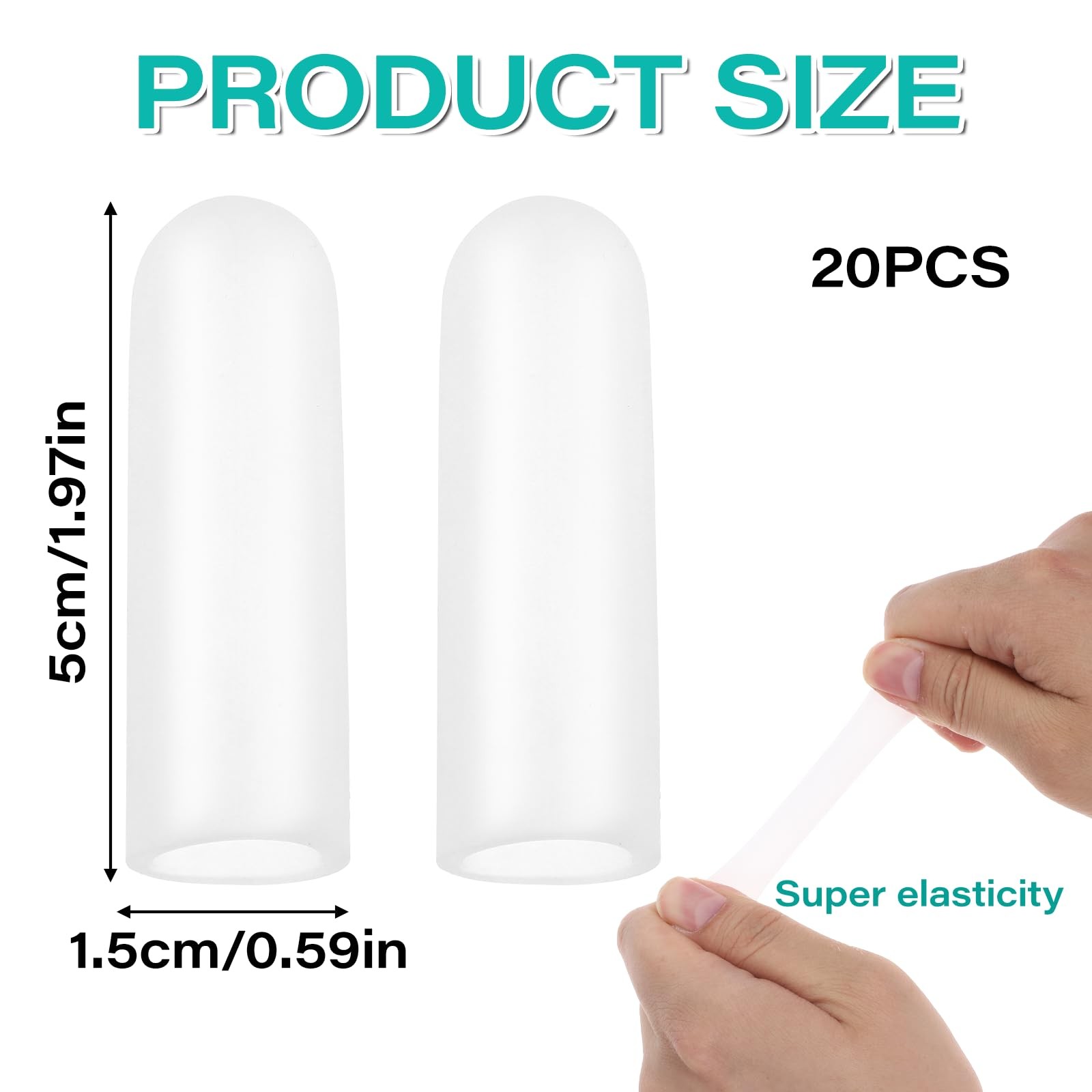 20 Pack Gel Silicone Finger Cot Protectors for Cracks Blisters Calluses