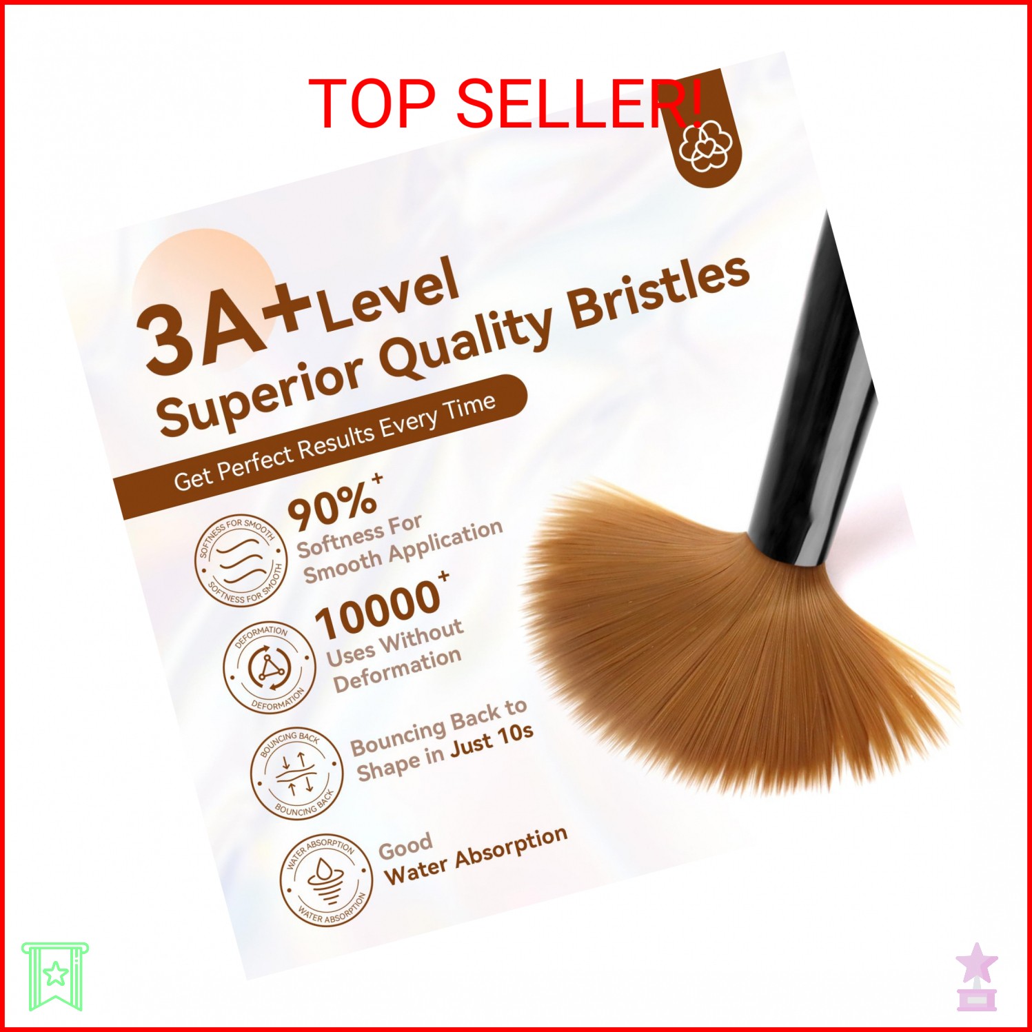 Saviland 3pcs Acrylic Nail Brush Set, Size 8/10/14 Kolinsky Acrylic Nail Brushes