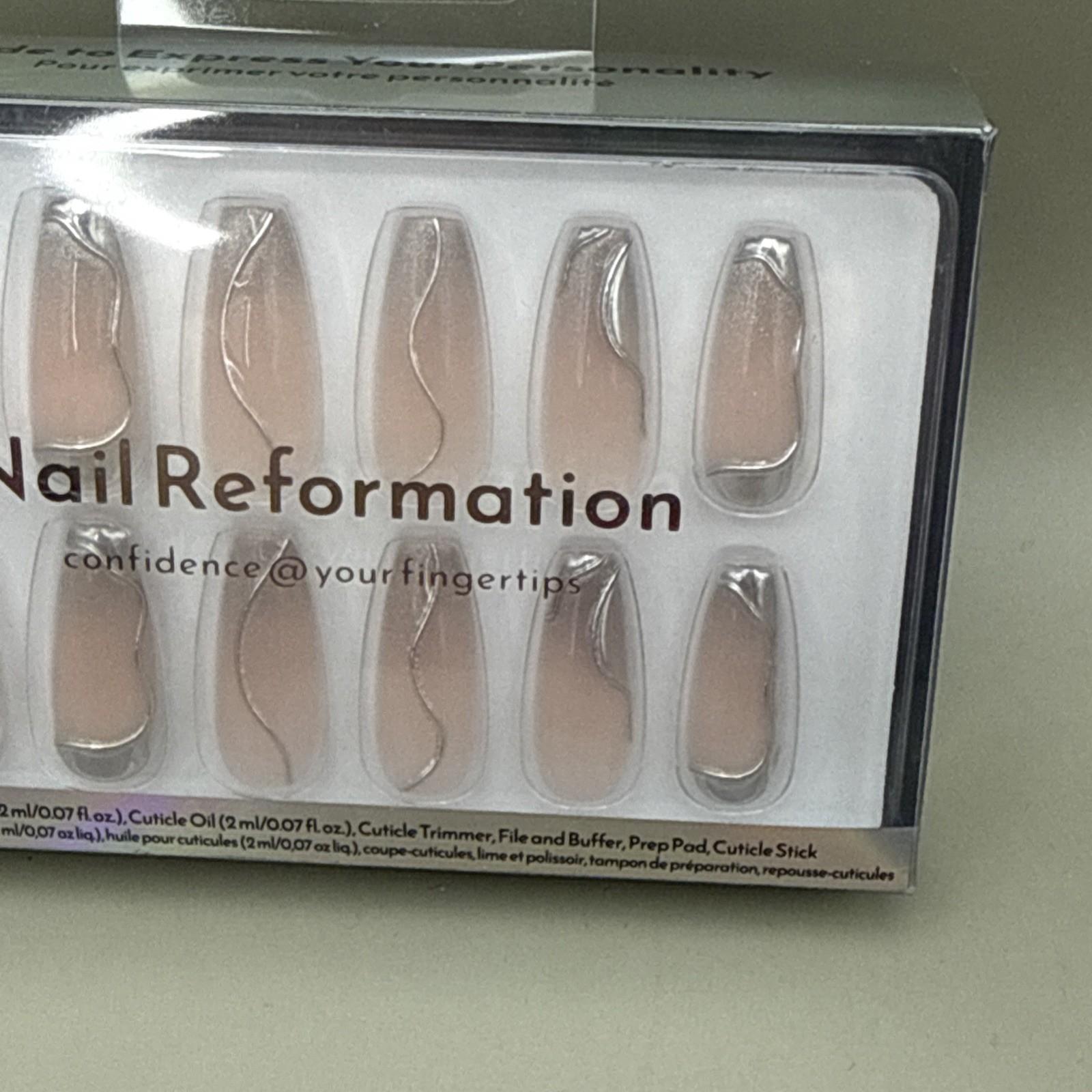 NAIL REFORMATION Salon Quality SHOOTING STAR Long Coffin Press On Nail Kit CL007