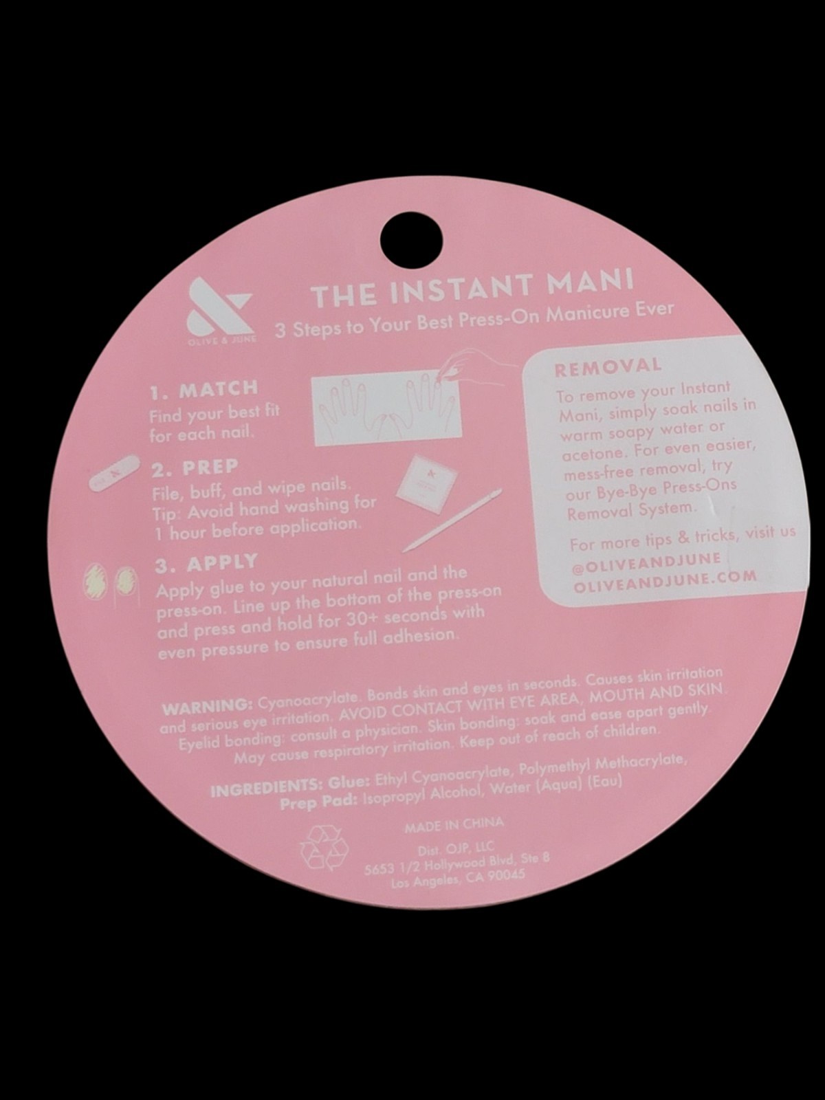Lot 2 Olive & June Instant Mani Oval Medium Press-On Nails, Pink Goldfish