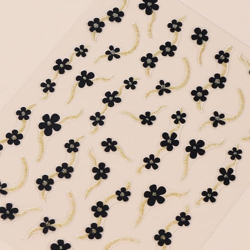 6 Sheets Flower Nail Art Stickers 3D Self-Adhesive Glitter heart flower lines