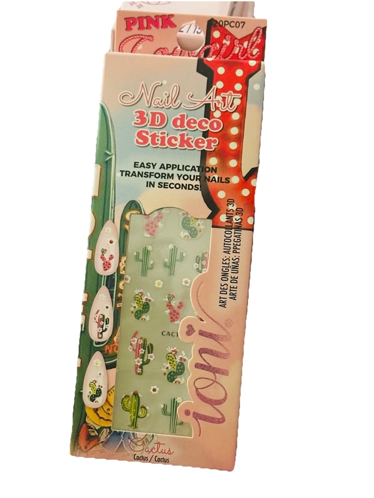 Ioni Glow Getter Nail Art 3d Stickers Desert Cactus Themed Unique Artistic