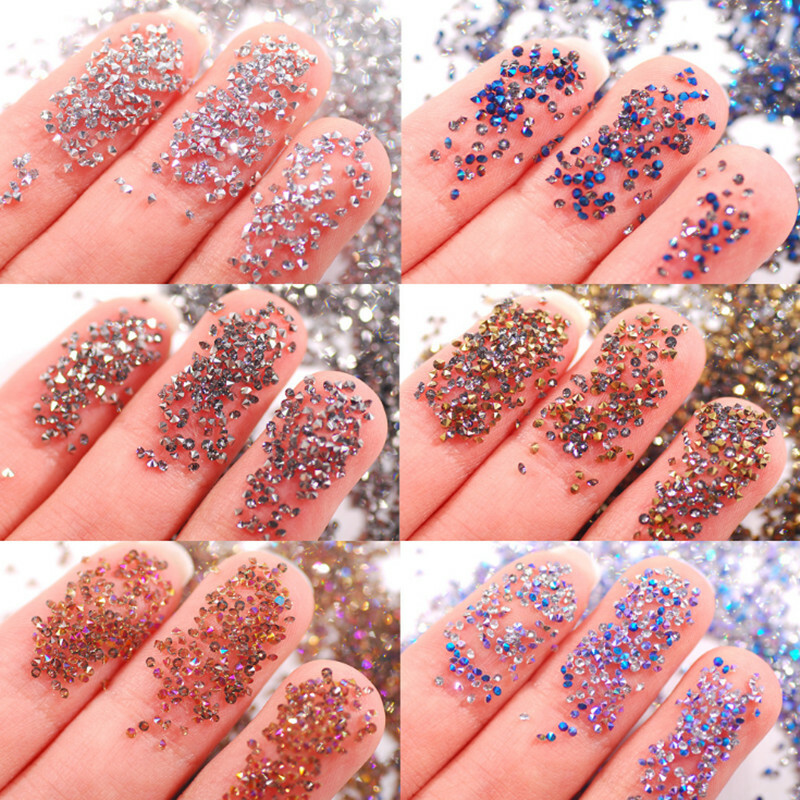 3000 Pcs Crystal Pixie 3D Nail Art Gems Micro Zircon 1.1mm Mini Rhinestones DIY