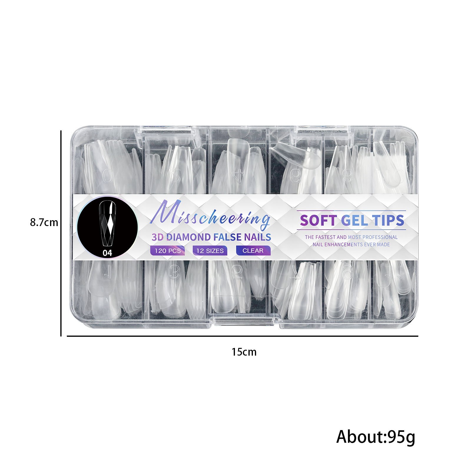 1 Box Ballerina Almond Square False Nail Art Tips Diamond Shape Press on nails