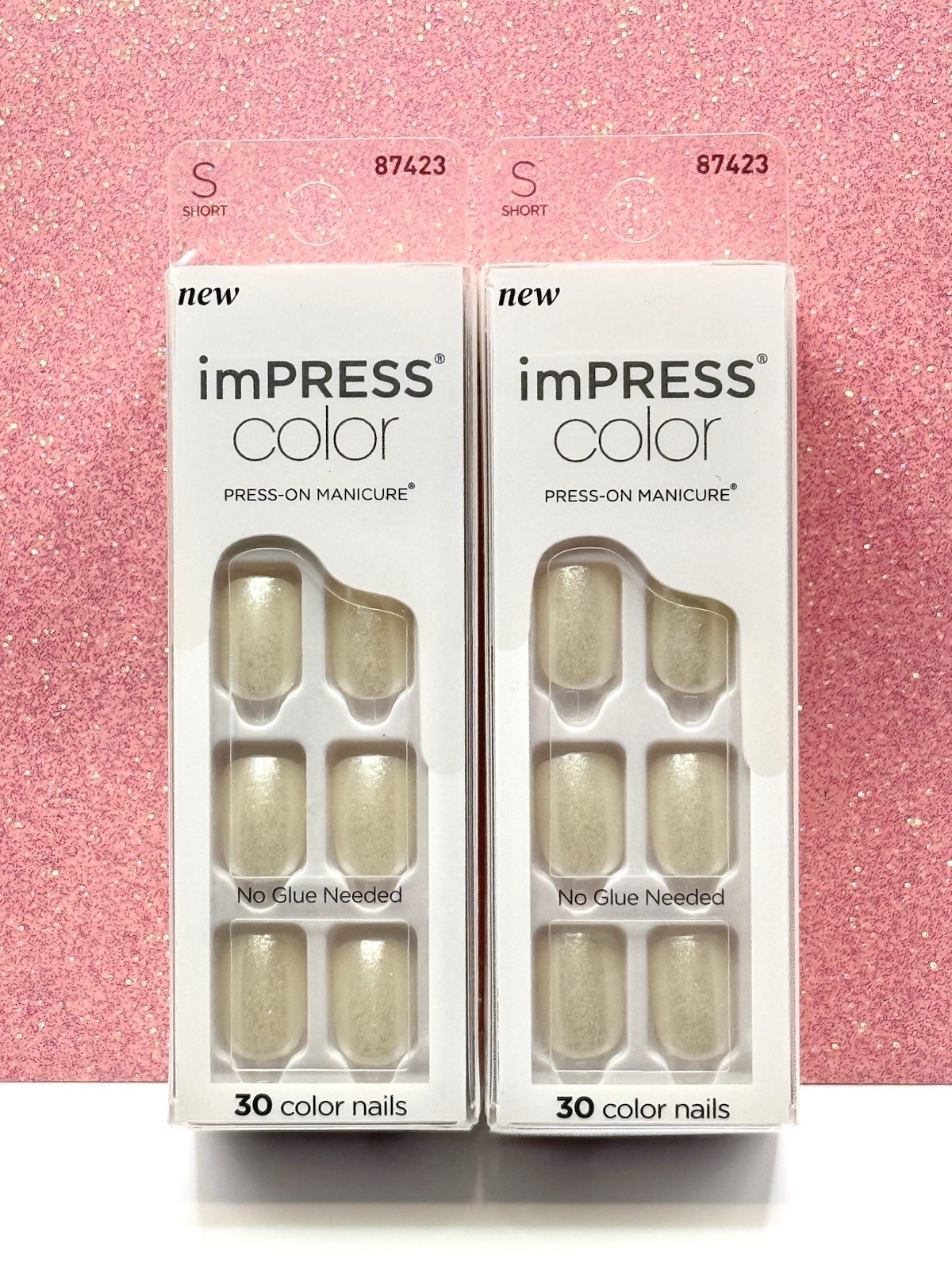 Kiss imPRESS No Glue Press-On Nails Manicure Short Color 21X Pearlfection 2pack