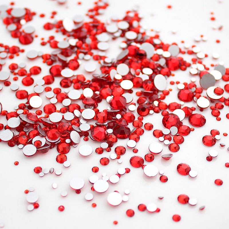 1440pcs Light Siam Nail Art Rhinestones Flatback Glitter 3D Tips DIY Decoration