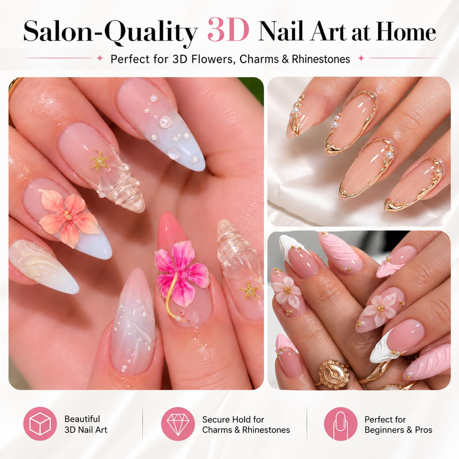 3D Gel Nail Art, 15G Sculpting Gel for Nail Art, Molding, Clear | Rhinestones Gl