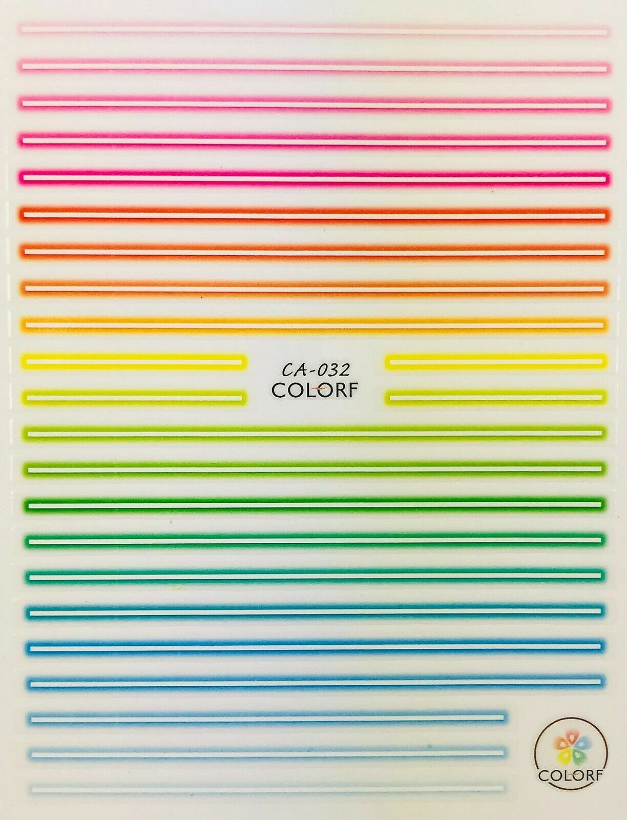 Nail Art 3D Decal Stickers Rainbow Lines Various Colored Lines CA032